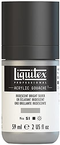 Liquitex 2059236 Professional Acryl Gouache - Irisierendes Helles Silber , 59ml Flasche, matt - Acrylfarbe mit Gouache Eigenschaften, Hochdeckend, Wasserfest & Lichtecht