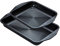 Circulon Ultimum Non Stick Baking Trays Set of 2 - Deep Roasting Tin 39.5 x 25cm and Square Baking Tray 23 x 23cm, Freezer and Dishwasher Safe Carbon Steel Bakeware, Black