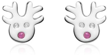 Unique Rentier Ohrstecker aus Sterlingsilber mit Zirkonia
