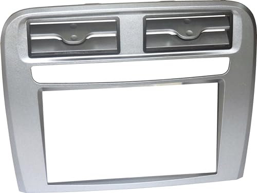 Mascherina autoradio 2 DIN con cornice sia per radio EURO che per radio CHINA colore SILVER. Vedi DESCRIZIONE per compatibilità veicoli.