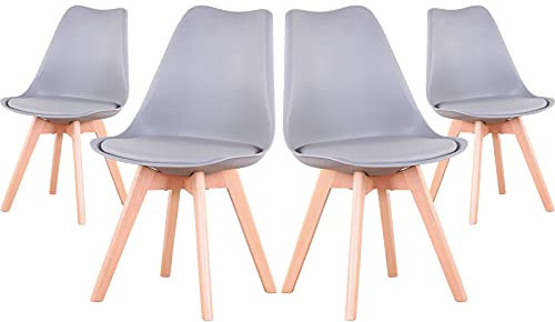 EGOONM Sillas Comedor Pack 4, Nordicas Sillas para Cocina, Oficina, Bar, Sala de Estar-Silla de Cena (Gris)