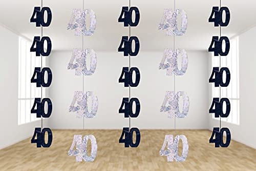 SHATCHI Age Hanging String 13th-90th Glitz Anniversary Birthday Metallic Shiny Foil Banner Party Door Wall Decorations Pack of 6, Black and Silver, one