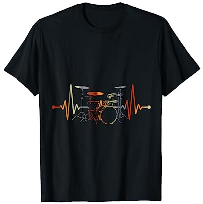 Geschenk für Schlagzeugspieler EKG Herzschlag Schlagzeug T-Shirt