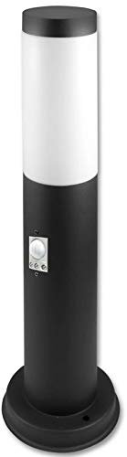 LED Wegeleuchte, 1-Flammig LED Wegelampe Sockellampe, Aluminium mit Bewegungsmelder IP44 230V (45cm 204 PIR Schwarz)