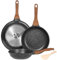 ESLITE Life Frying Pan Set Nonstick Skillet Set Induction Compatible with Granite Coating 3 Piece, 8 Inch, 9.5 Inch and 11 Inch