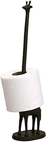 CLQ Vintage Metal Toilet Roll Holder, Black (Giraffe)
