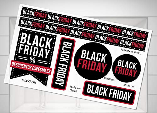 Verimpressió Vinilo para Escaparates. Kit Black Friday. Vinilo electroestático. Varias Unidades y tamaños. Fácil instalación. Removible.