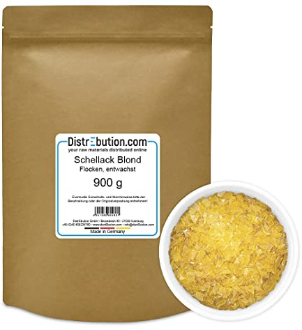 DistrEbution Schellack Blond 900g entwachst Blätterschellack Polituren