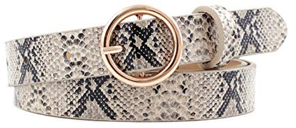 TikTako Ledergürtel Rund Ring Metallschnalle Hosen Gürtel Schlange, 105cm