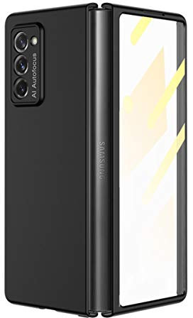 FTRONGRT Cover per Samsung Galaxy Z Fold 2 5G, Custodia per PC all-Inclusive + Design Combinato con Pellicola in Vetro temperato dello Schermo, Custodia per Samsung Galaxy Z Fold 2 5G.(Nero)