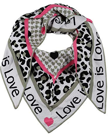 Zwillingsherz Dreieckstuch Love is Love Stola Schal aus Wolle für Damen Mädchen Jungen Kinder - Hochwertiges Baumwoll- Halstuch mit Leo und Herz Muster - Damenschal für Sommer Herbst Winter