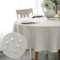 WELTRXE Round Table Cloth,180cm Diameter,Faux Linen Tablecloth,Water Resistant Spill Proof Wipeable Polyester Dining Table Cover for Cafe Restaurant Buffet Tabletop Decoration,Silver Grey