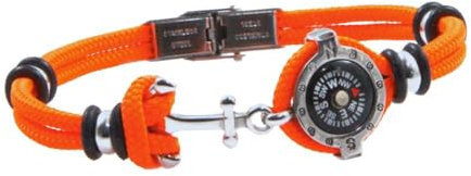 bracciale bussola ancora e cordino nautico uomo (arancio)