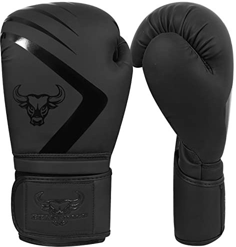 BEAST RAGE Boxhandschuhe Kickbox Handschuhe Boxing Gloves Männer Damen Box Handschuhe+ Training Schwarz Adult 8 10 12 14oz 16oz Muay Thai Kampfsport Boxsack Herren (Matte Black, 14 OZ)