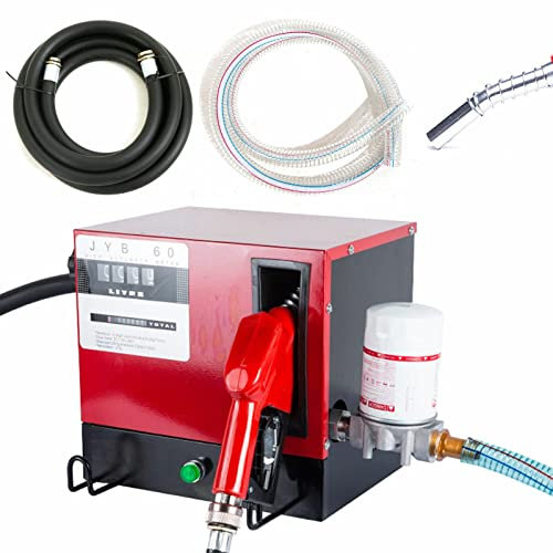 Promote - Pompa diesel autoadescante, 230 V, tubo da 4 m, contatore, comodo serbatoio con 60 l/min di estrazione diesel