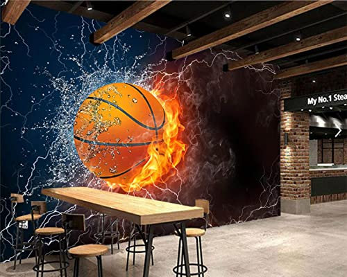 Yimesoy Custom Basketball Water Fire Ball Sport 3D Wallpapers Living Room Wall Bedroom Wall Papers Home Decor Murals 300Cm(W)×210Cm(H)