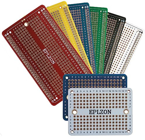 EPLZON Prototype Board Lötbares Breadboard Doppelseitig Leiterplatte PCB Circuit Board zum Schweißen von Arduino, DIY elektronische Artikel(6 Stück + 2 Stück,Multicolor)
