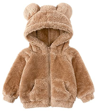 Gajaous Cappotto con cappuccio in pile con cappuccio da bambina per neonato con orecchie Cappotto caldo con cerniera