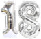 D2D | Party Balloon Zahl 18 XL in Silber - Größe: 80 cm - Geburtstagdeko - Folienballons - Zahlenballons - Helium Ballons
