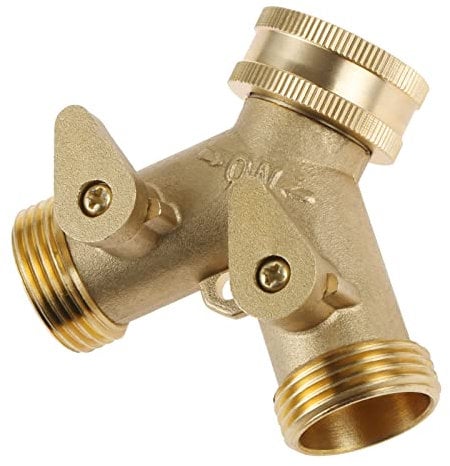 DRELD 3/4 Zoll 2-Wege-Verteiler 2 Wege Verteiler aus Messing Wasseranschluss Verteiler 2 Wege Y-Verteiler Ventil für Anschluss von Zwei Geräten Y-Anschluss Gartenschlauch Waschmaschine