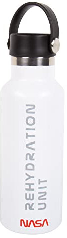 Fizz Creations Borraccia della NASA. Capacità 500 ml, metallo, doppia parete calda o fredda bottiglia. Mantiene la temeratura fino a 8 ore. Unità di reidratazione ispirata allo spazio della NASA.