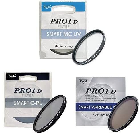 Kenko Basic Filter Set PRO1D SMART MCUV/C-PL/VARIABLE NDX3-450 φ77mm, für Objektivschutz, für Landschaftsaufnahmen