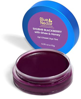 Blue Nectar Lip, Cheek & Eye Tint | with Nourishing Ghee, Shea Butter & Blackberry | Lip Stain with multiple flavors (10g)