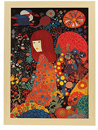 Nacnic detailliertes Yayoi-Kusama-Poster A4 Leichter Holzrahmen