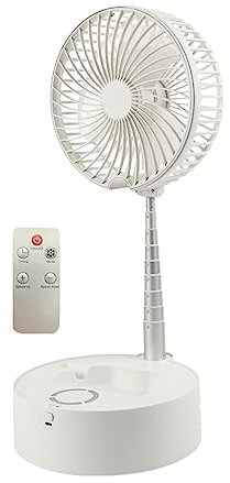 MagiDeal Pedestal Fan Foldable Standing Fan Foldable Desk Fan USB Silent with Control Lightweight Telescopic Floor Fan for Outdoor, White