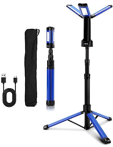 Sonnewelt Faretto LED da costruzione con treppiede lampada da lavoro senza fili con batteria 8000mAh max 4000/6500 K luce da lavoro 170 cm treppiede telescopico per illuminazione da lavoro