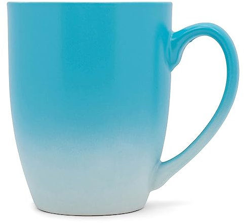 Elanze Designs Blau-weiße zweifarbige Ombre Matte 340 ml Keramik Steingut Kaffeetasse Tasse Becher