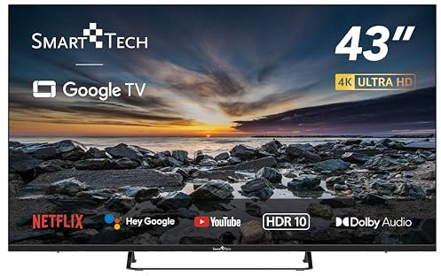 Smart Tech Google Smart TV, 43 Pulgadas, 109 cm, 43UG10V3, 4K UHD, Youtube/Netflix Live TV/Local Multimedia