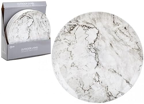 Grey & White Marble Design Melamine Plate (27.94 cm) - Durable & Stylish Dish - Ideal for Picnics, Parties, and Everyday Use (1 Pc.)