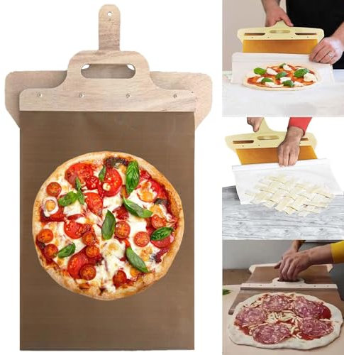 GIONAR Sliding Pizza Peel, Non-Stick Pizza Shovel Pizza Paddle with Wooden Handle 15.3 x 21.6in, Pizza Spatula for Easy Pizza Peel, Pizza Slider for Indoor Outdoor Pizza Oven Accessory