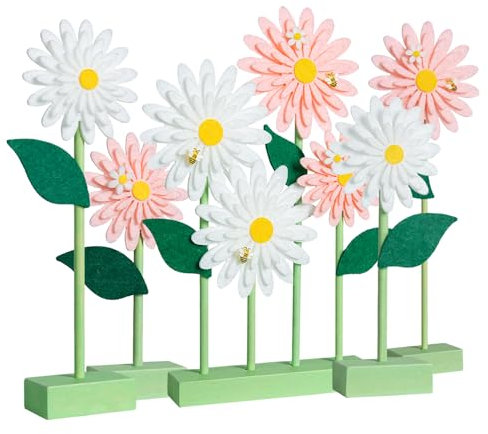 SUNBEAUTY 8 PCS Gänseblümchen Filz Centerpieces Rosa Weiß für Tische Blume Geburtstag Party Dekorationen Gänseblümchen Dekorationen für Mädchen Geburtstag Baby Shower Hochzeit