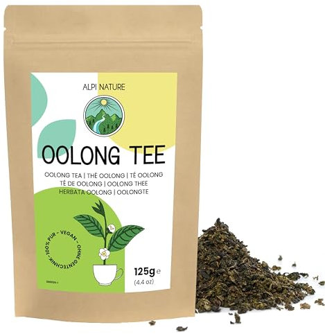 Alpi Nature Thé Oolong 125g, Feuilles Entières Séchées, Feuille de Thé Oolong Chinois, Naturellement Caféiné