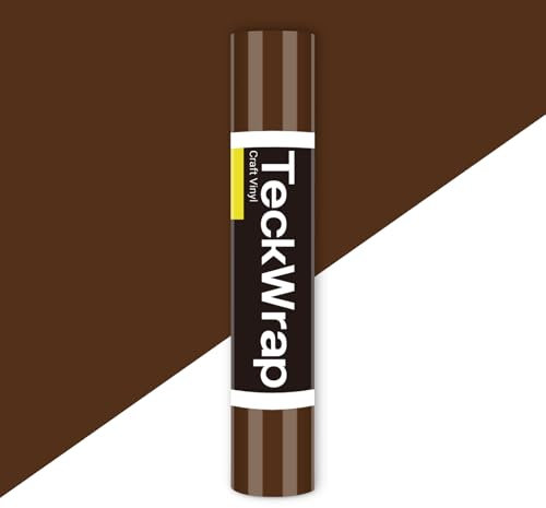TECKWRAP Permanent Adhesive Vinyl 12 x 5ft, Glossy Craft Vinyl Decal Roll for DIY Crafting,Home Decoration, Glossy Brown