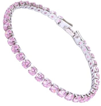 tuwiwol Eccellente Braccialetto da Tennis con zirconi cubici per Donna e Uomo Bracciale da Sposa in Cristallo con Catena ghiacciata in Rame, Squisito Lavoro Manuale, Rosa Platino 19 cm