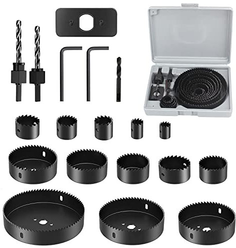 Set di seghe a tazza di alta qualità da 19 pezzi per fori precisi su legno, cartongesso e PVC (1)