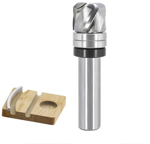 Bowl & Tray Pattern Flush Trim Router Bit 1/2 Shank, 3-Flute, 3/16 Radius, 3/4 Dia, 5/8 Height, Carbide Head Round Nose Cove Juice Groove Router Bit, for Making Wood Bowls/Trimming