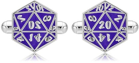 D20 Würfel Manschettenknöpfe für Männer Sterling Silber lila Smoking Hemd Manschettenknöpfe für Groomsman