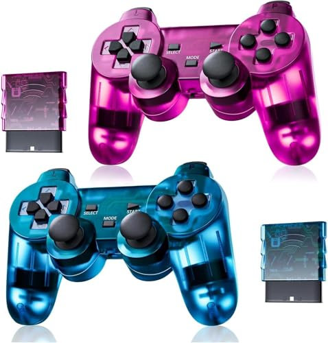 AUFGLO Retro Mando inalámbrico clásico para P-s2/DS2/PC (Púrpura+Azul)