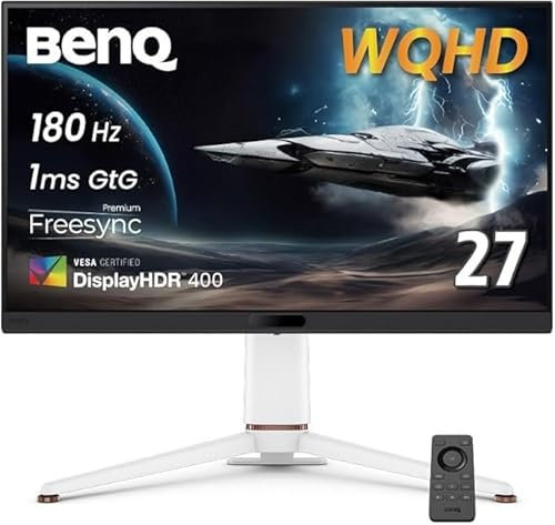 BenQ MOBIUZ EX271Q Gaming Monitor 27 2K 180Hz 1ms Detail Enhancement AI DP 1.4 HDMI 2.0 65W USB-C 95% P3 DisplayHDR 400 AMD Freesync KVM Pixsoul Engine Remote Controller for Gamers