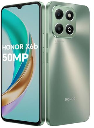 HONOR X6B Smartphone 4G, 4GB 128GB(Memoria Ampliable hasta 8GB), Batería 5200 mAh, Cámara Principal 50 MP, MediaTek Helio G85 (Negro),Android 14, Dual Sim, NFC, Verde