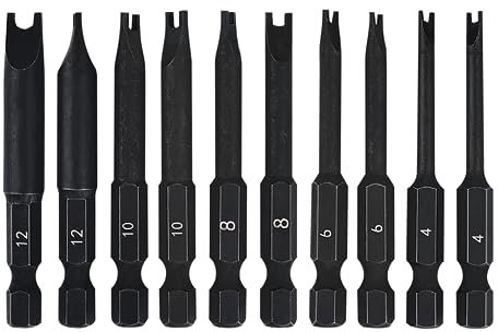 Spanner Bit Set (10 Pack - 2.3 Long Magnetic Heads) Spanner Fork Snake-Eye Security Screwdriver Bit Sizes: 4, 6, 8, 10, 12 (2 of Each Size)