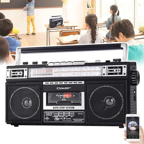 SNBGRYE Klassischer Retro Player Im 90er Jahre-Stil, Tragbares Kassettenradio, Bluetooth-TonbandgeräT, UnterstüTzt SD/USB Eingang, 3 Band Signalempfang, FüR Familienfeiern, Reisen