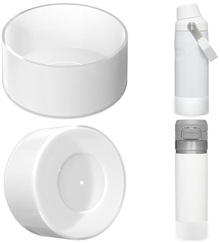 Linkidea 2 Pack Water Bottle Boot Compatible with Stanley Quick Flip GO 24oz, IceFlow Fast Flow 16oz, Silicone Water Bottle Bottom Bumper Protector (Clear White)