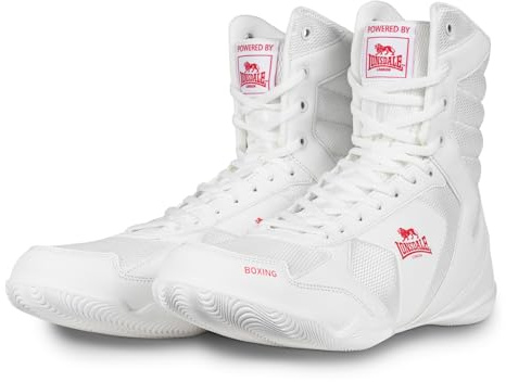 Lonsdale HESKIN Chaussures de Boxe, Unisexes, Blanches, Rouges, 42 EU, Blanc/Rouge, 42 EU