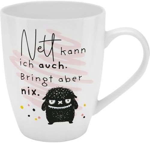 H:)PPY life Becher mit Motiv Nett | Tasse mit Spruch, New Bone China Porzellan, 35 cl, mit Geschenkbaderole | lustiges Geschenk, Geburtstag | 74186
