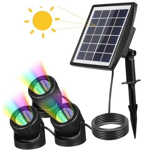 YARNOW Luci Led Sommergibili Per Laghetti Pannello Solare 6v 2w Ip68 Per Piscina Esterna Giardino Cortile Patio